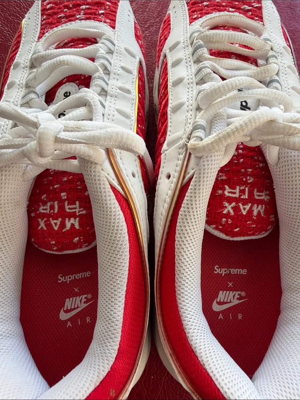 White and Red Nike x Supreme Sneakers